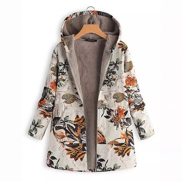 Jackets & Blazers - LAST 1! XXXL Orange and cream floral light hoodie